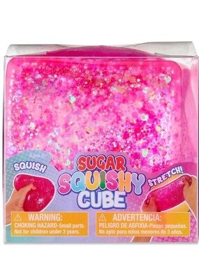 Sugar Squishy Cube Pink Glitter Stretch Toy